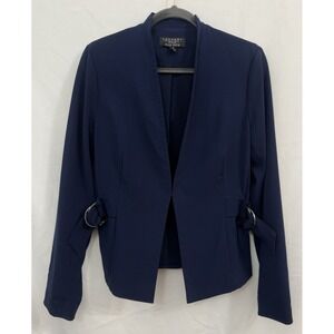 Laundry By Shelli Segal for Le Tote Navy Blazer Jacket Side Buckle Womens Size M